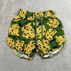 Farm Rio Shorts Womens Small Bananas Rayon Green Yellow Relaxed Lightweight